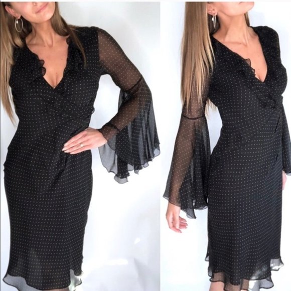 Vintage 90s Express Gothic Silk Dress Size 6 - Picture 1 of 8